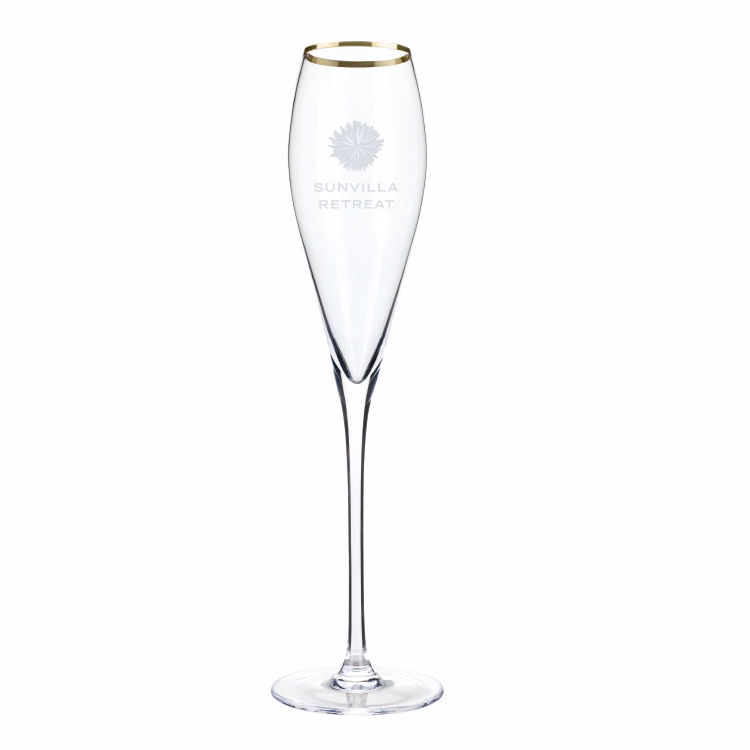 Viski® Gold-Rimmed Crystal Champagne Flute