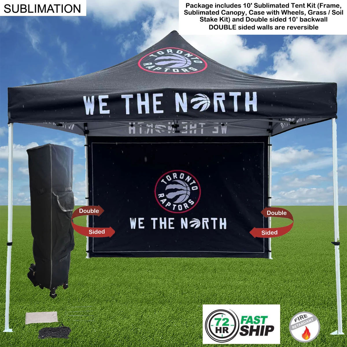72Hr Fast Ship - Tent Backwall Package 2, 10' Sublimated Tent Kit and Full DOUBLE sided backwall 1