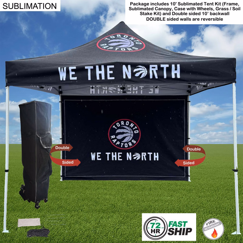 72Hr Fast Ship - Tent Backwall Package 2, 10' Sublimated Tent Kit and Full DOUBLE sided backwall