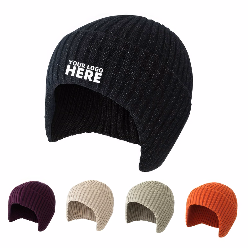 Earflaps Warm Winter Hats Knit Skull Cap