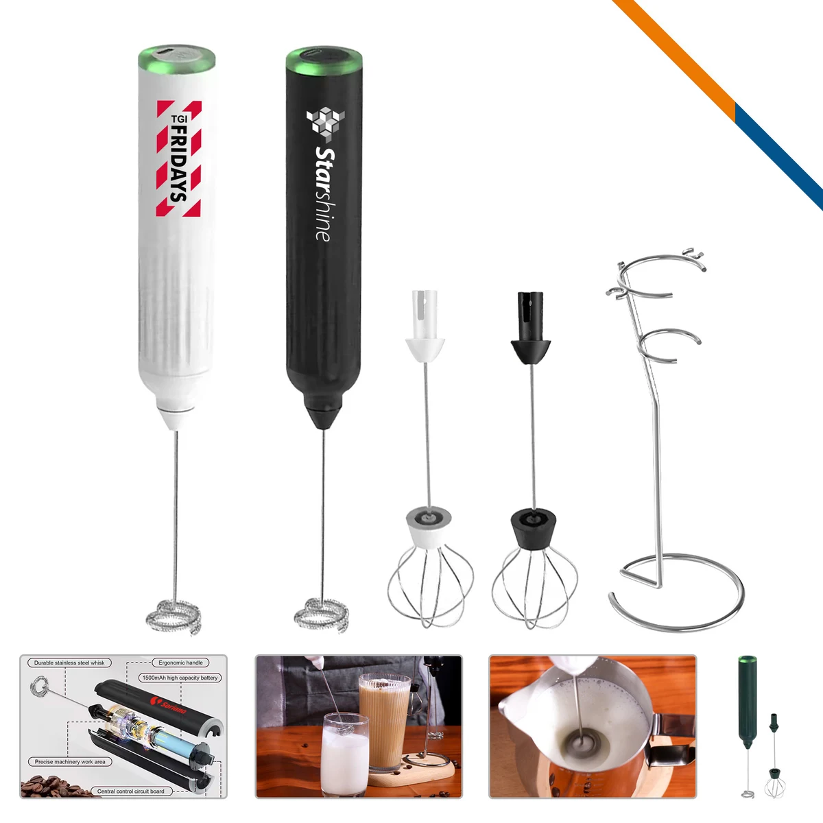 BrewFroth Electric Handheld Frother Set 1