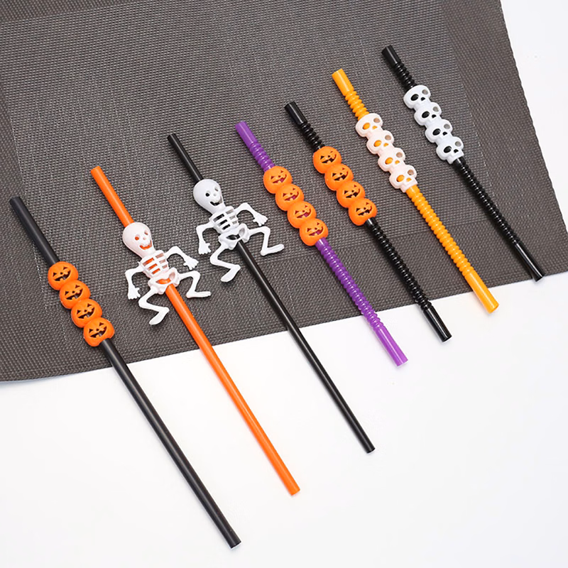 Halloween 5pcs Pumpkin Drinking Straws