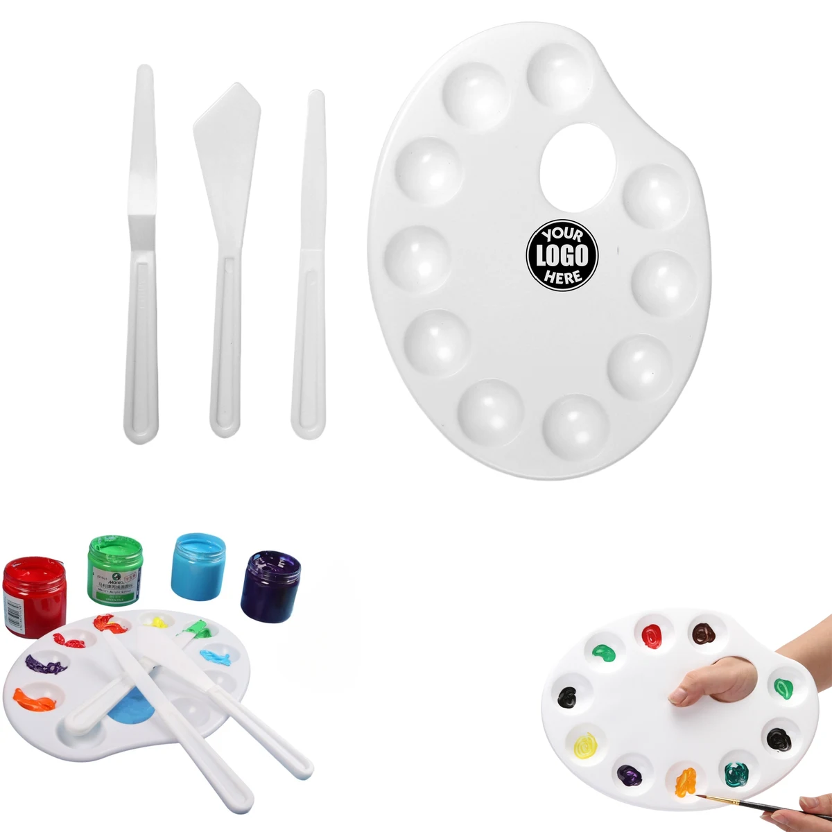 Plastic Palette w/Spatula Knives Art Supplies Kit 1