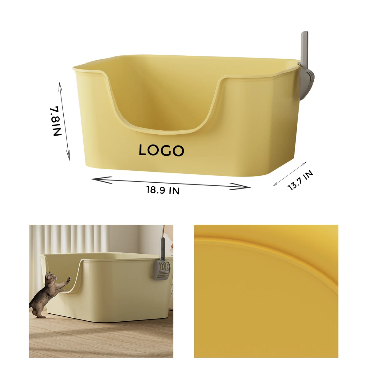 MOQ 10 PCS Economical Plastic Open Cat Litter Box 1