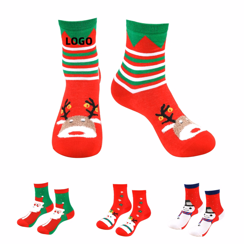 Christmas Socks Polyester Embroidered Design