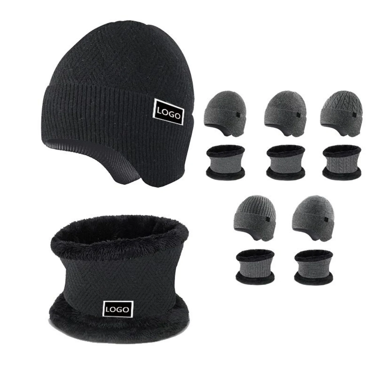 Two-Piece Thick Snood And Beanie Set 1
