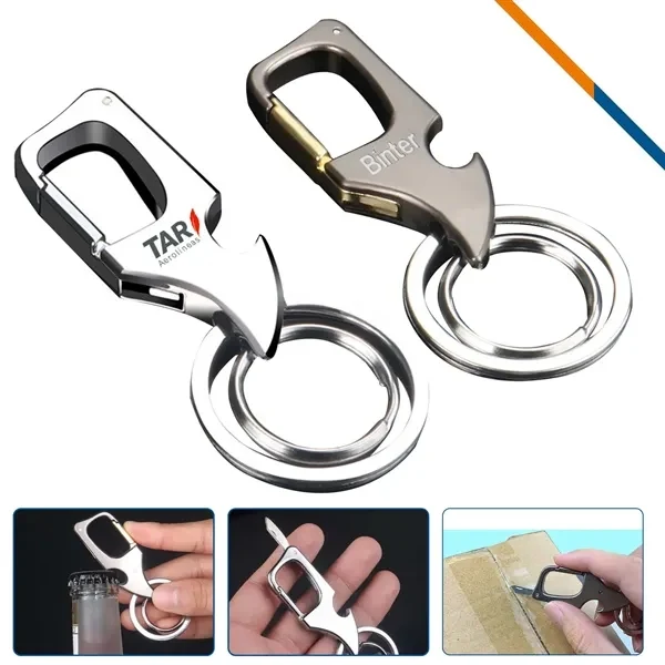 Custom Zinc Alloy 3-in-1 Keychain with Knife and Bottle Opener — Trade Show Gift 1