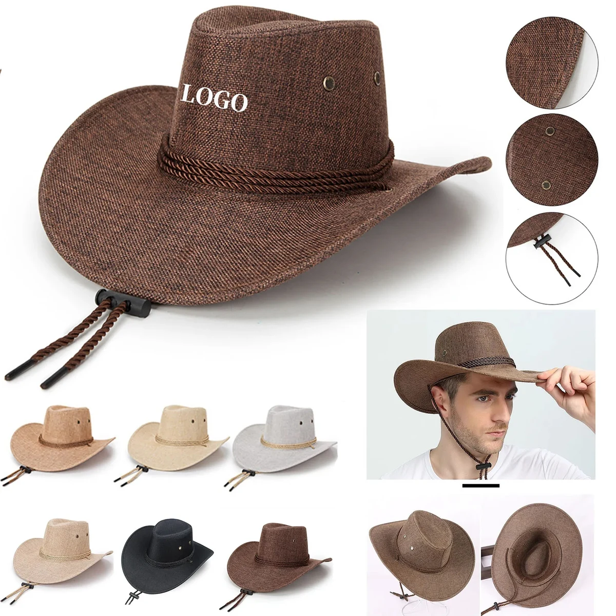 Summer Linen Style Cowboy Hat 1
