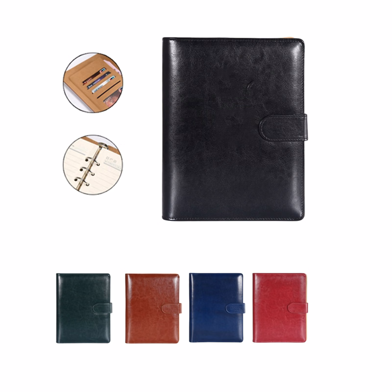 A5 Faux Leather Notebook w/Business Card Slot