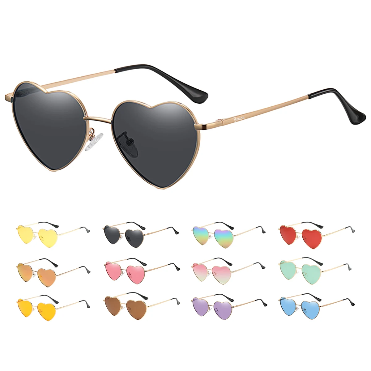 Heart Shape Metal Frame Polarized Sunglasses 1