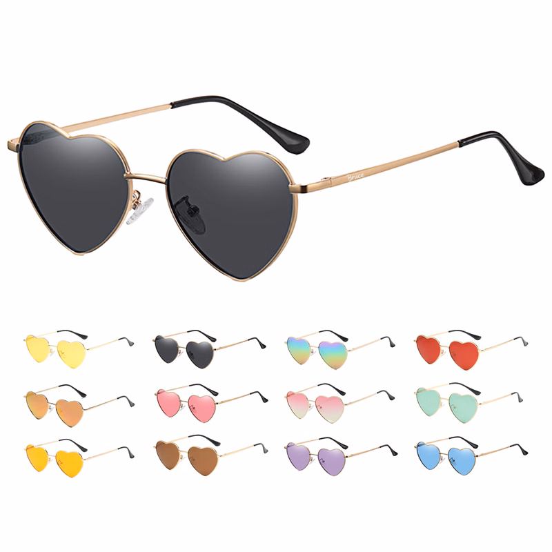 Heart Shape Metal Frame Polarized Sunglasses