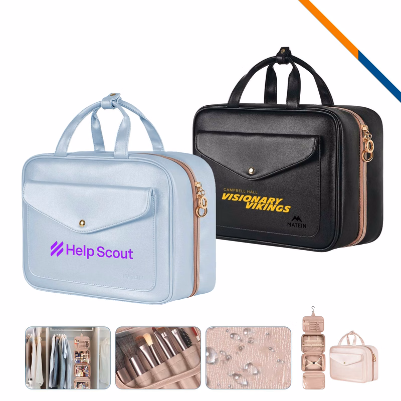 DryStow Foldable Hanging PU Leather Toiletry Bag