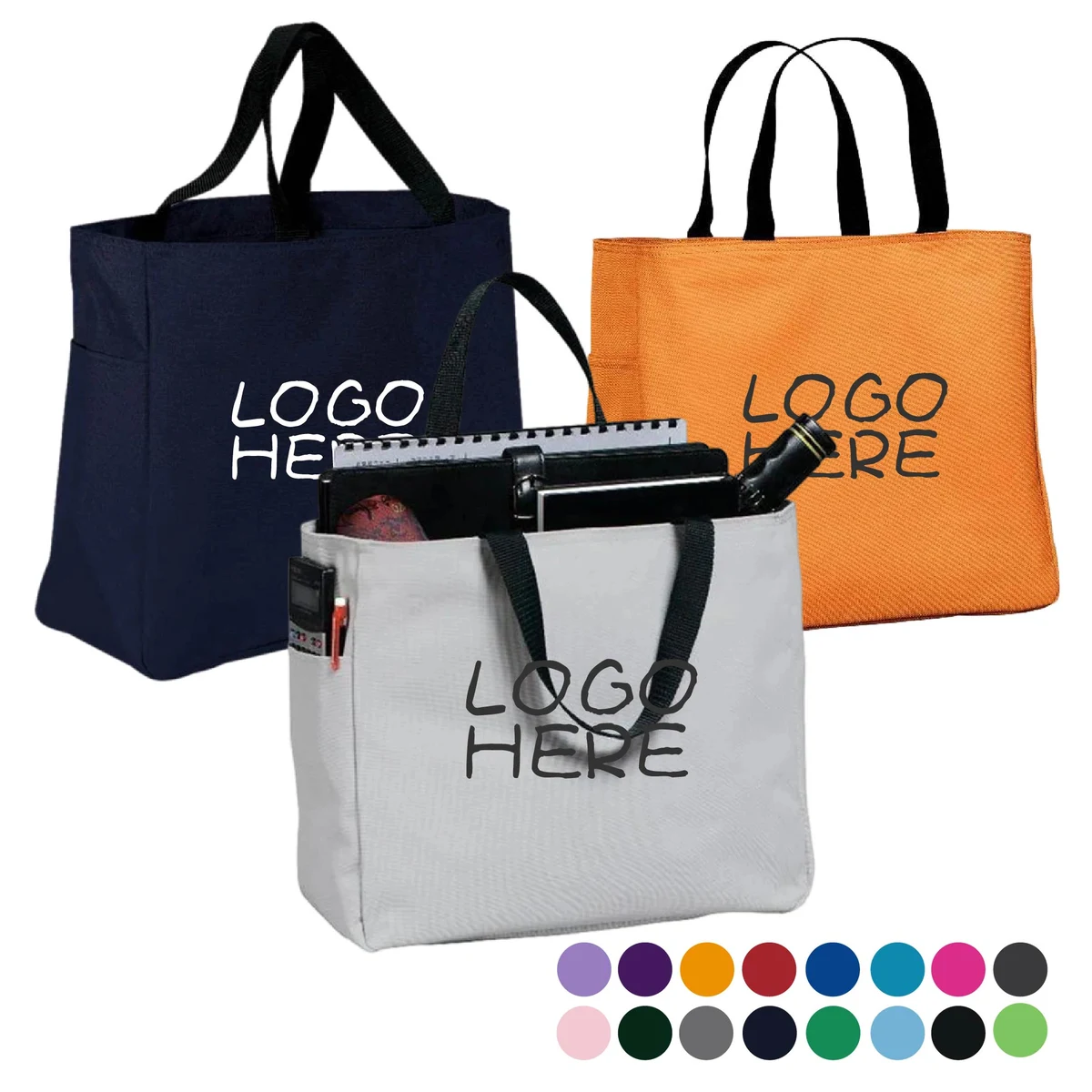 Eco-Friendly Reusable Polyester Tote Bag, custom tote bag with logo imprint 1