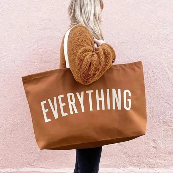 Large Eco-Friendly Canvas Tote Bag for Sustainable Shopping, custom tote bag with logo imprint 1