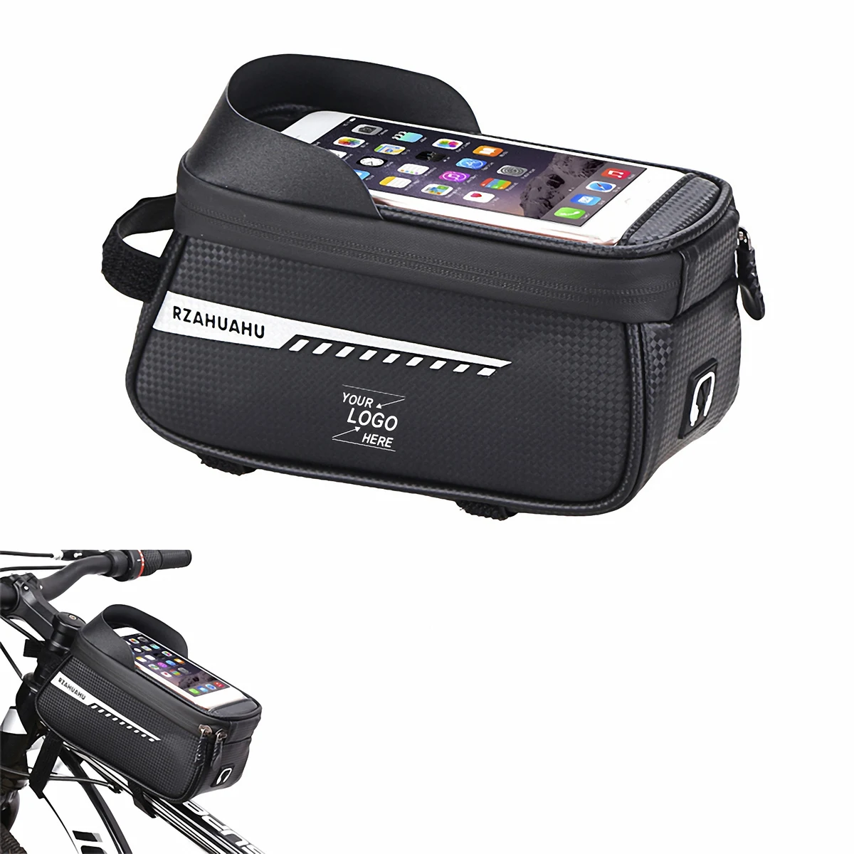 Leather Phone Holder for Bike with Touchscreen Window 1