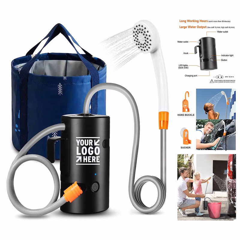 Collapsible Bucket Built-in 4400mAh USB Rechargeable IPX7 Waterproof Battery Portable Camping Shower