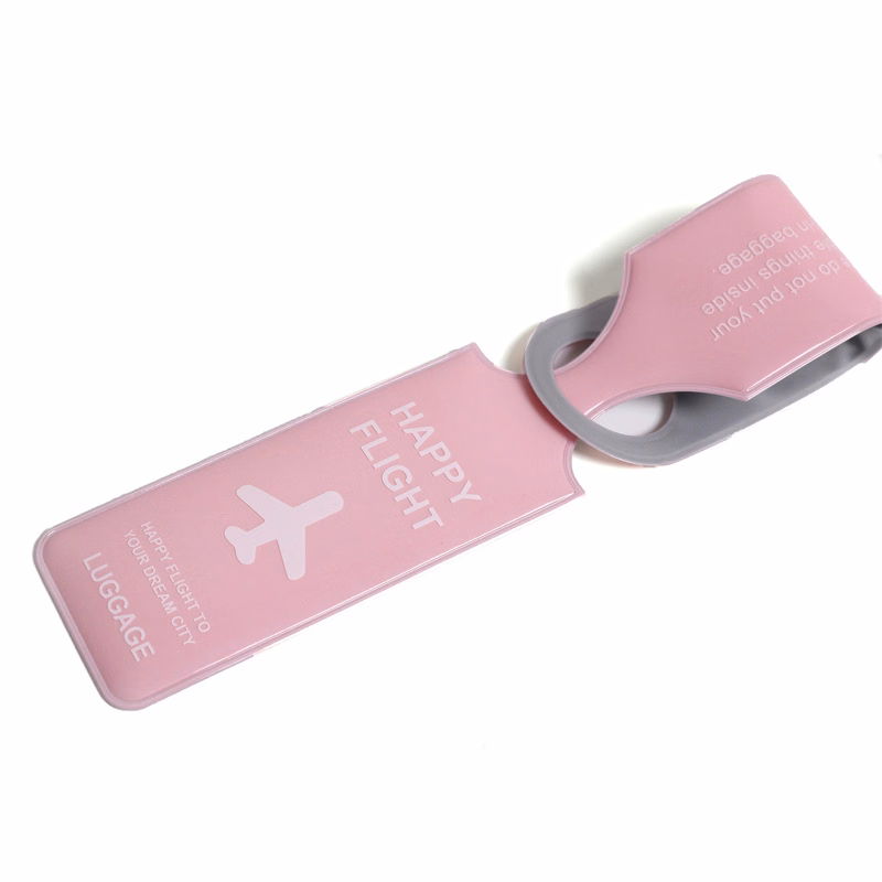 Custom Printed PVC Airplane Luggage Tag with Strap