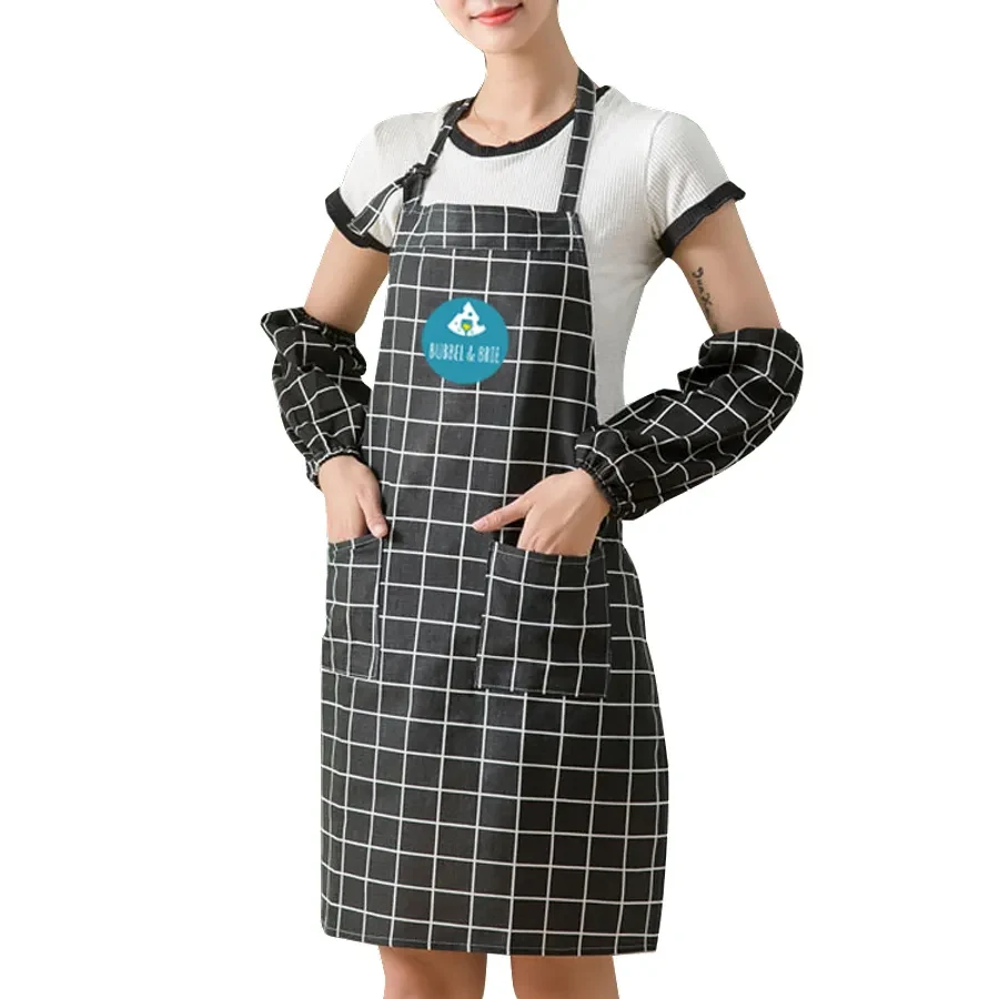 Cotton Linen Plaid Apron Set 1
