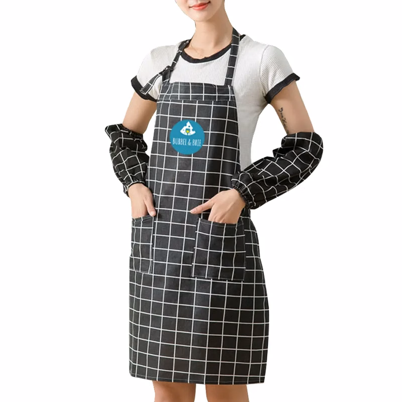 Cotton Linen Plaid Apron Set