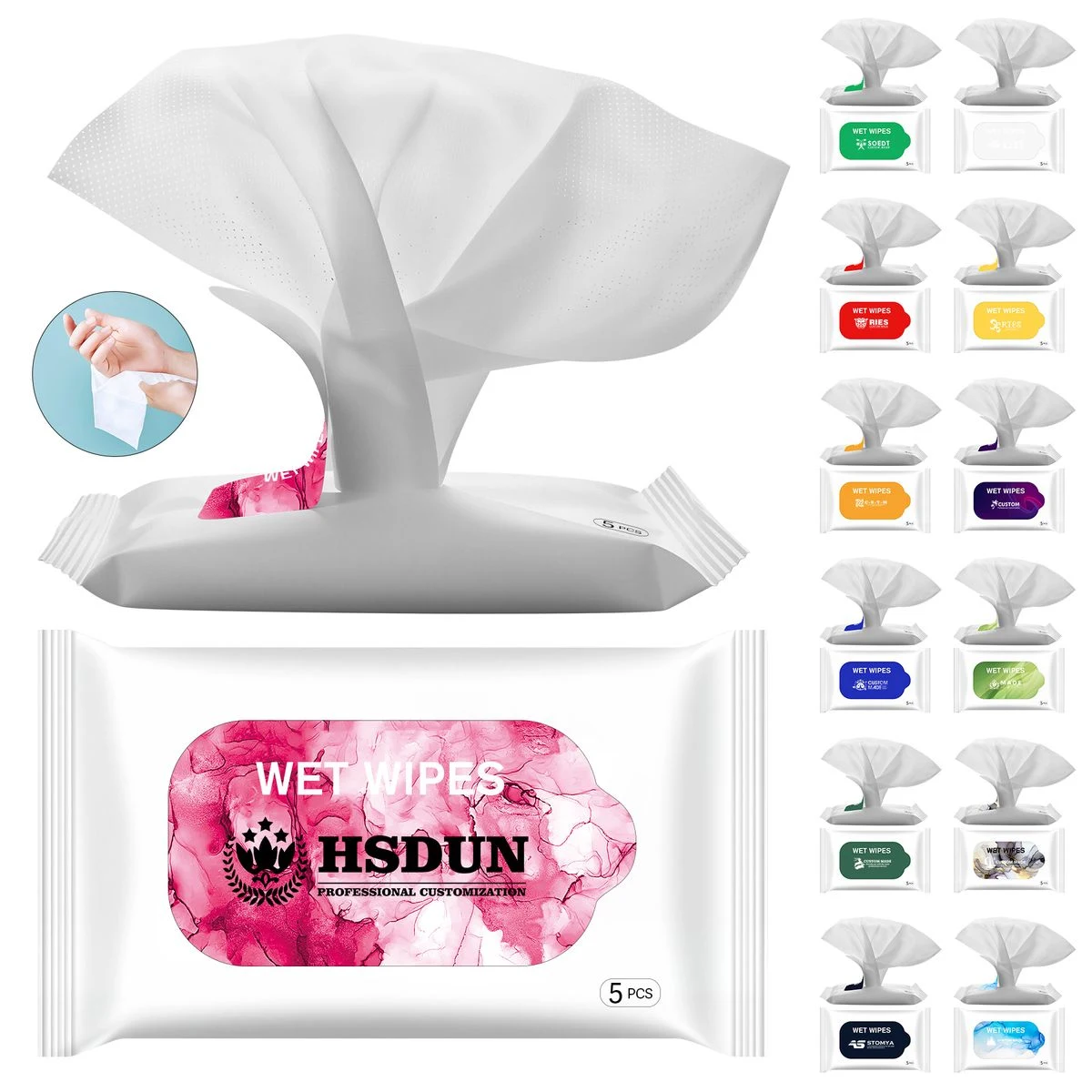 Custom Wet Wipes-5 Sheets/Pack 1