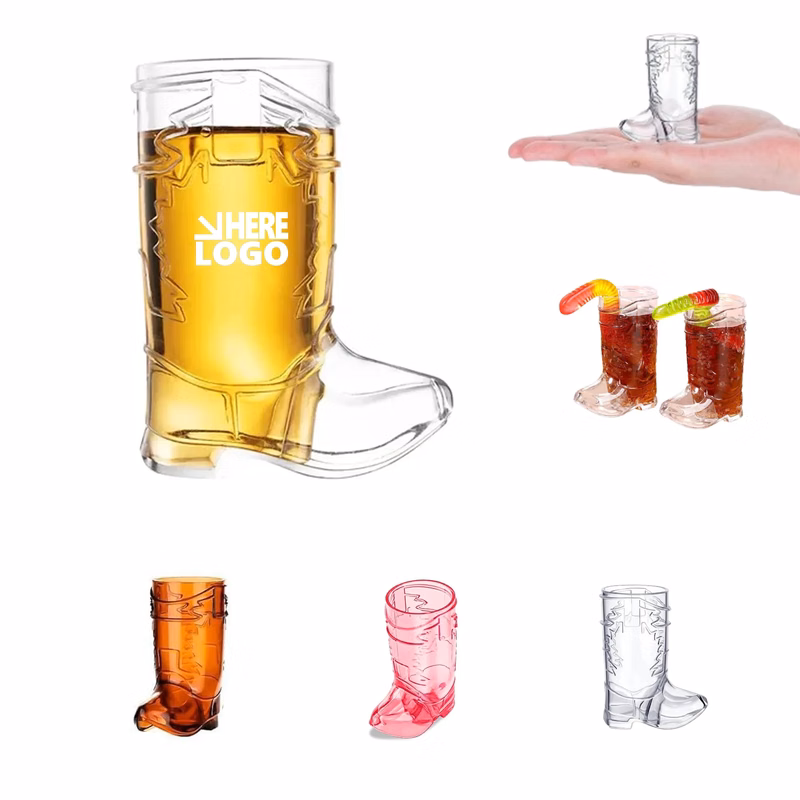 1Oz Mini Cowboy Boot Shot Plastic Cup Reusable MOQ100