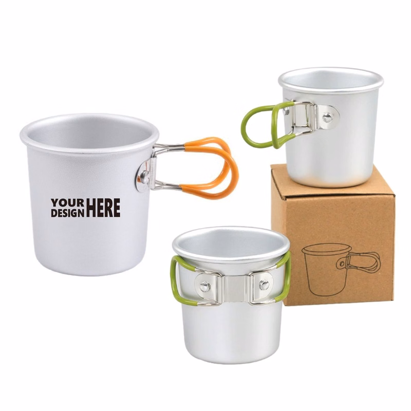 Ultralight 5oz Aluminum Camping Mug, Folding Handles