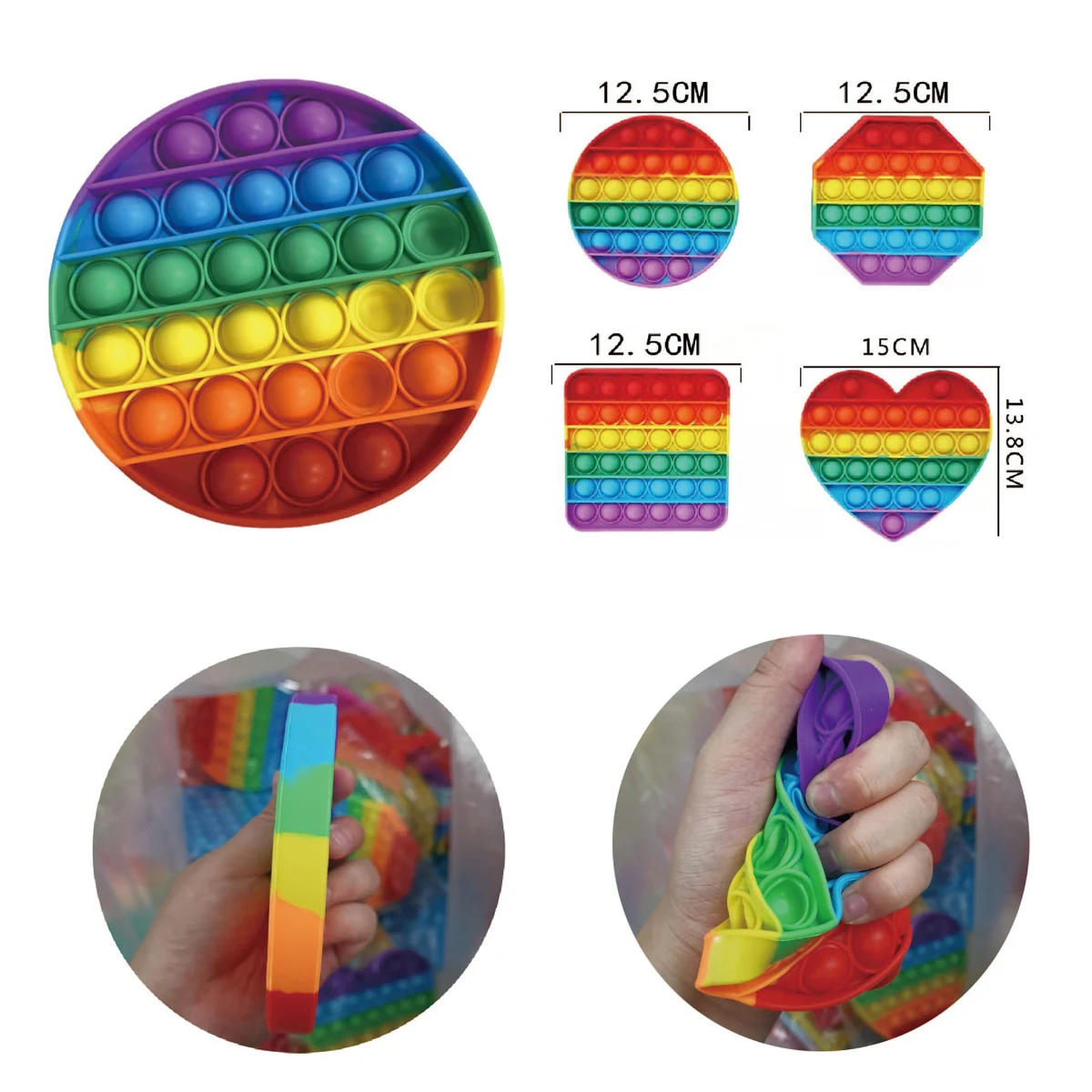 Rainbow Silicone Push Pop Bubble Pop It Fidget Toy 1