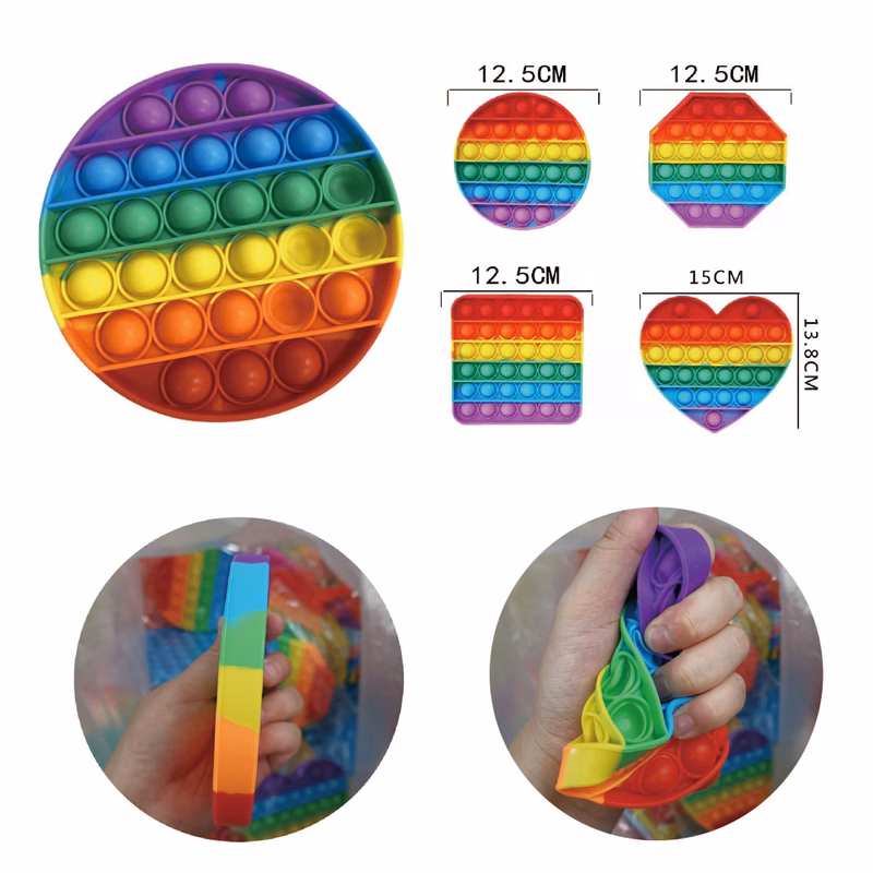 Rainbow Silicone Push Pop Bubble Pop It Fidget Toy