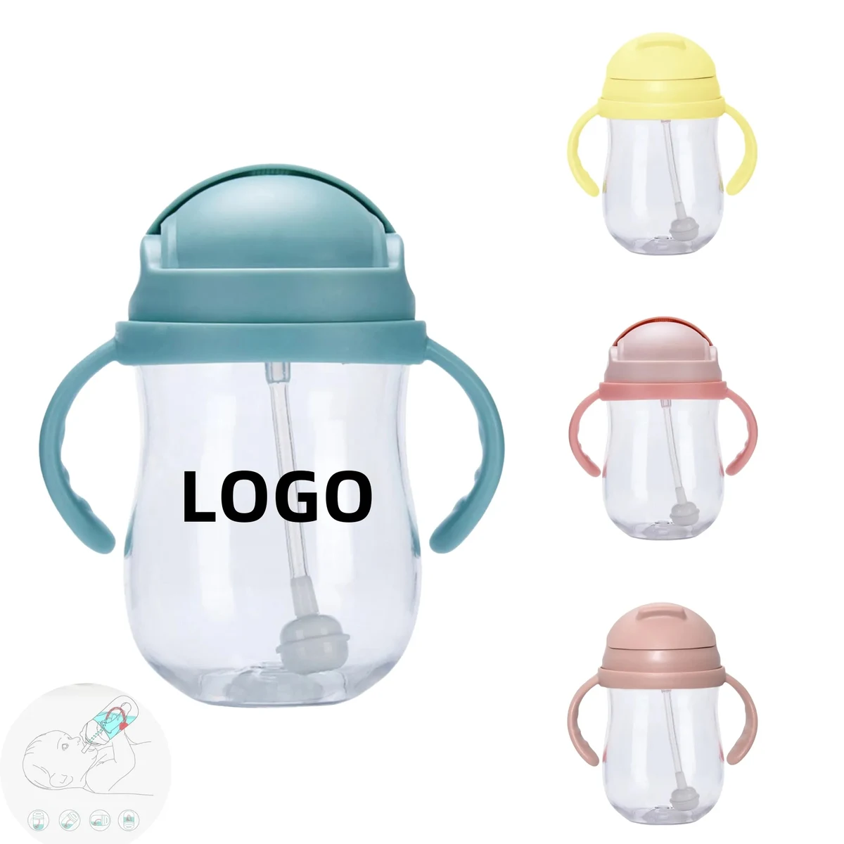 10oz Anti-Drop Gravity Ball Baby Cup With Handle And Straw 1
