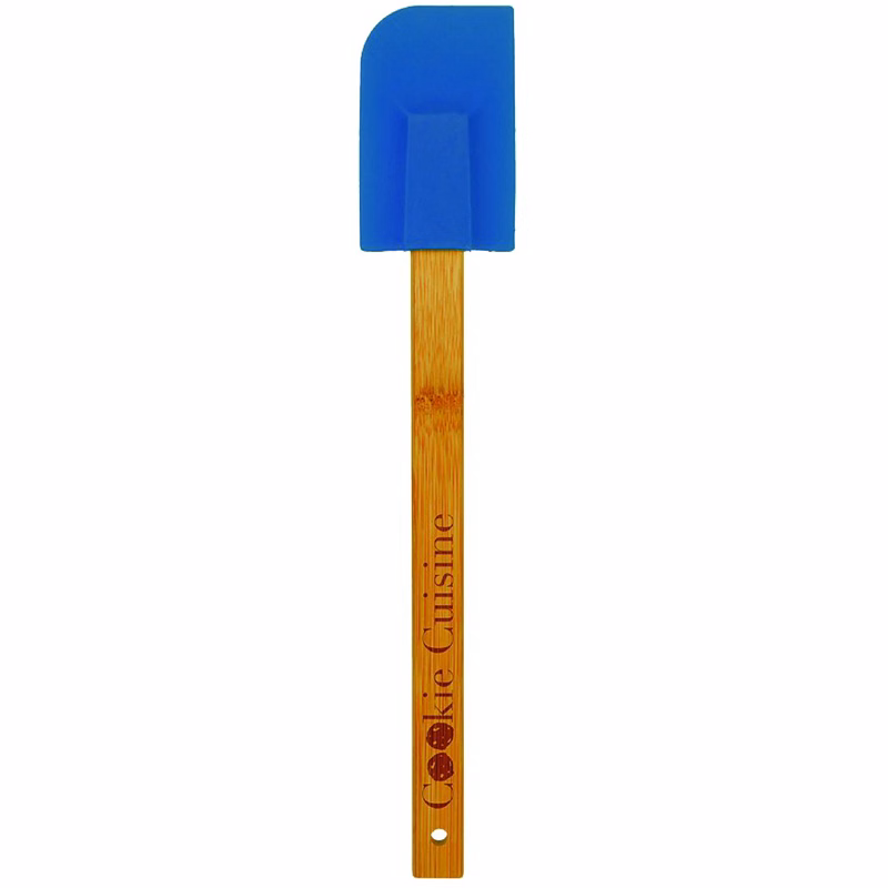 11" Blue Silicone Spatula w/ Bamboo Handle