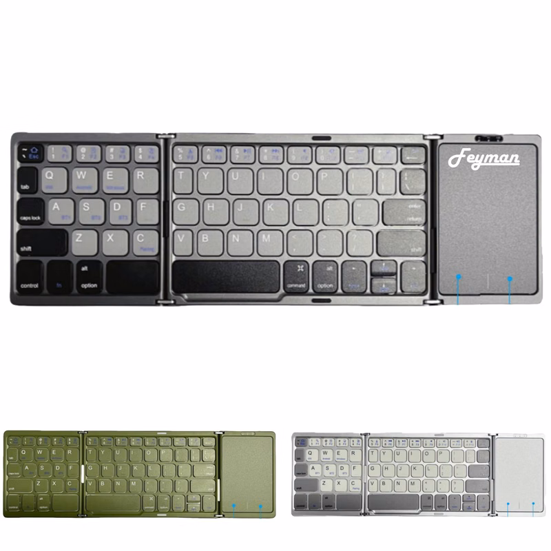 Triple Fold Folding Wireless Keyboard Lightweight and Portab