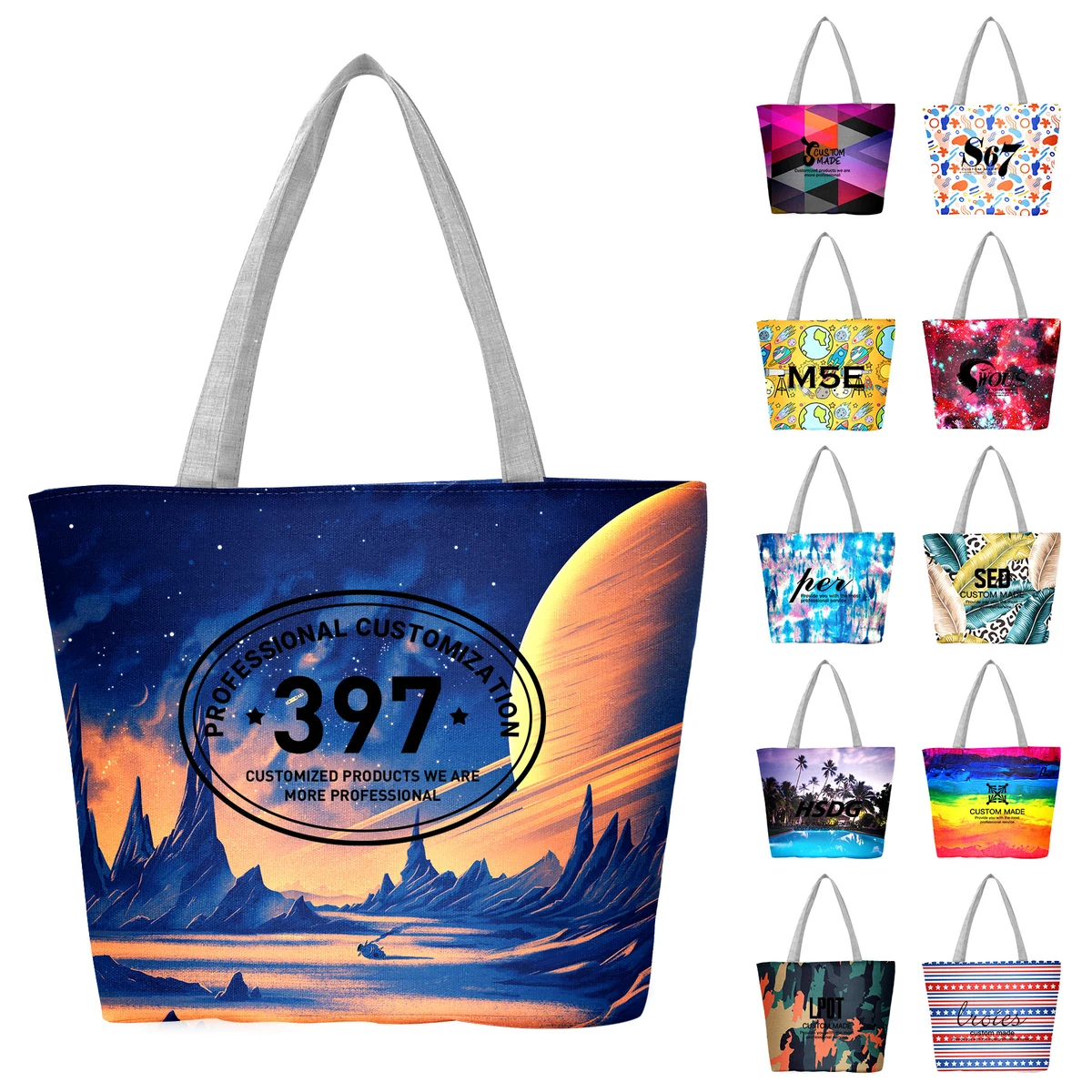 Canvas Tote Bag With Customized Pattern, custom tote bag with logo imprint 1
