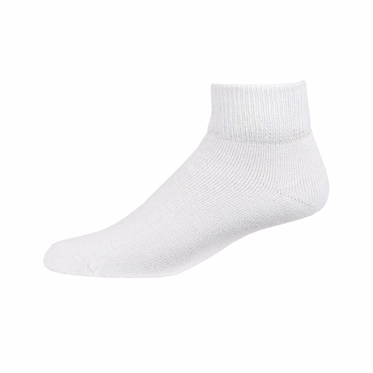 Men's Buruka Quarter Diabetic Socks - White Size 9-11 3 Pack