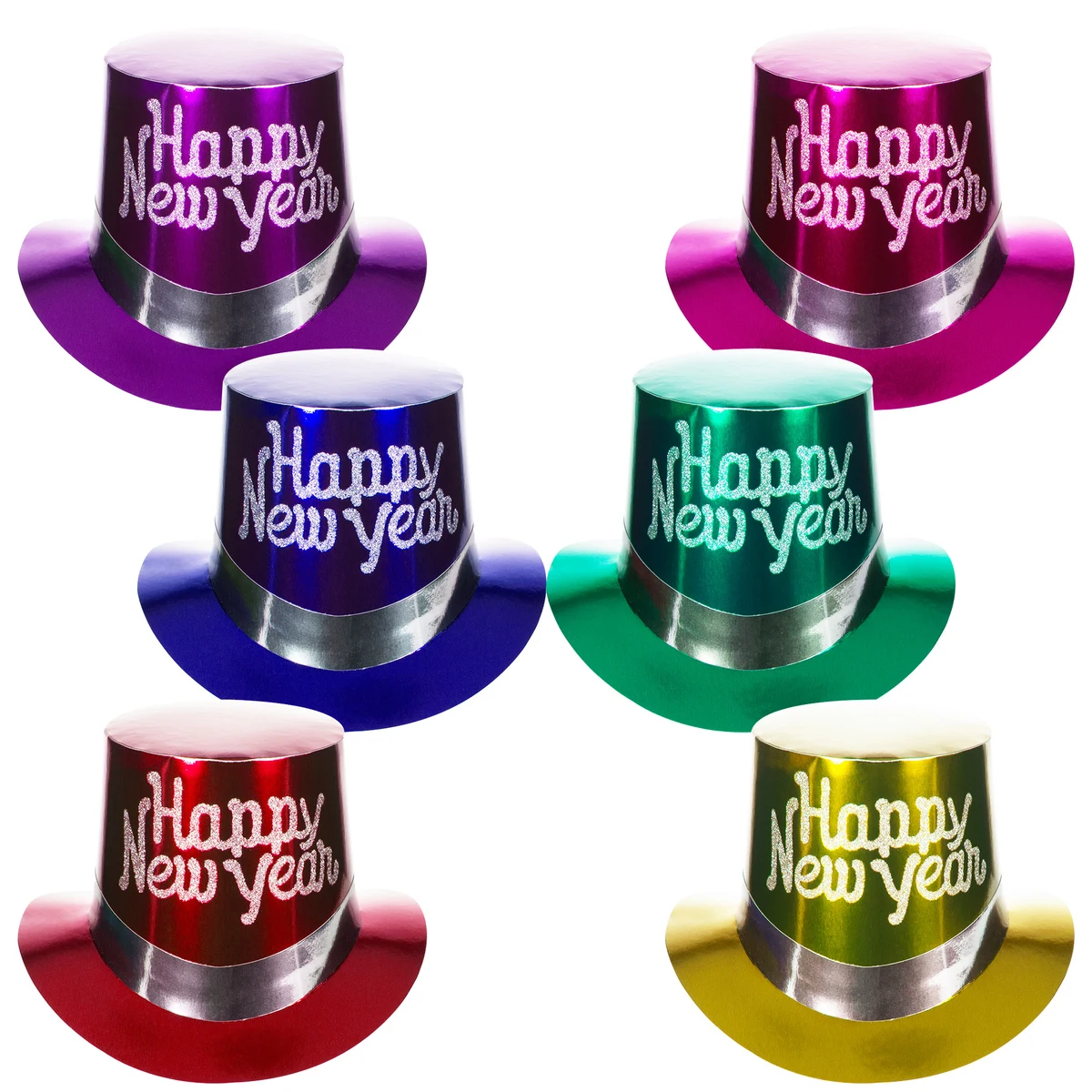 New Years Party Metallic Color Top Hats 1