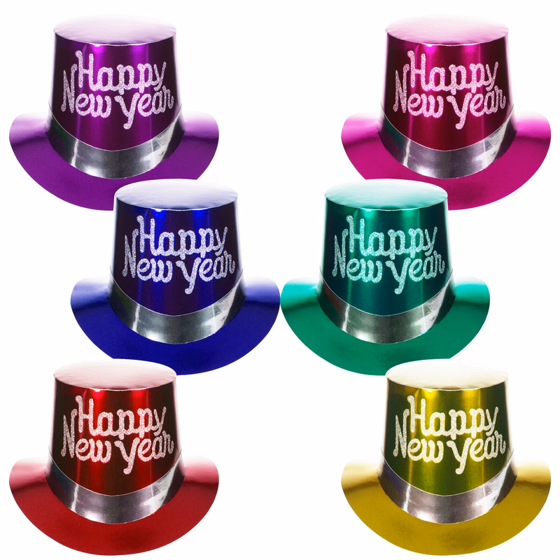 New Years Party Metallic Color Top Hats