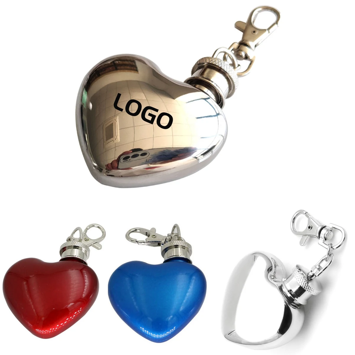 Heart Hip Flask With Keychain 1