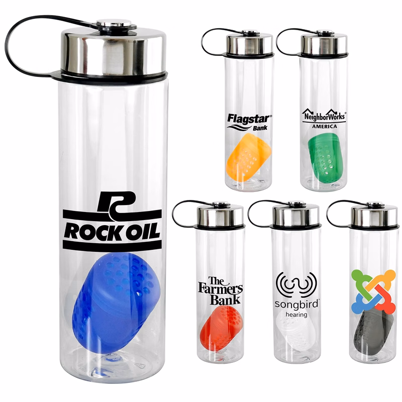 Metal Lanyard Lid 24 oz. Bottle With Floating Infuser