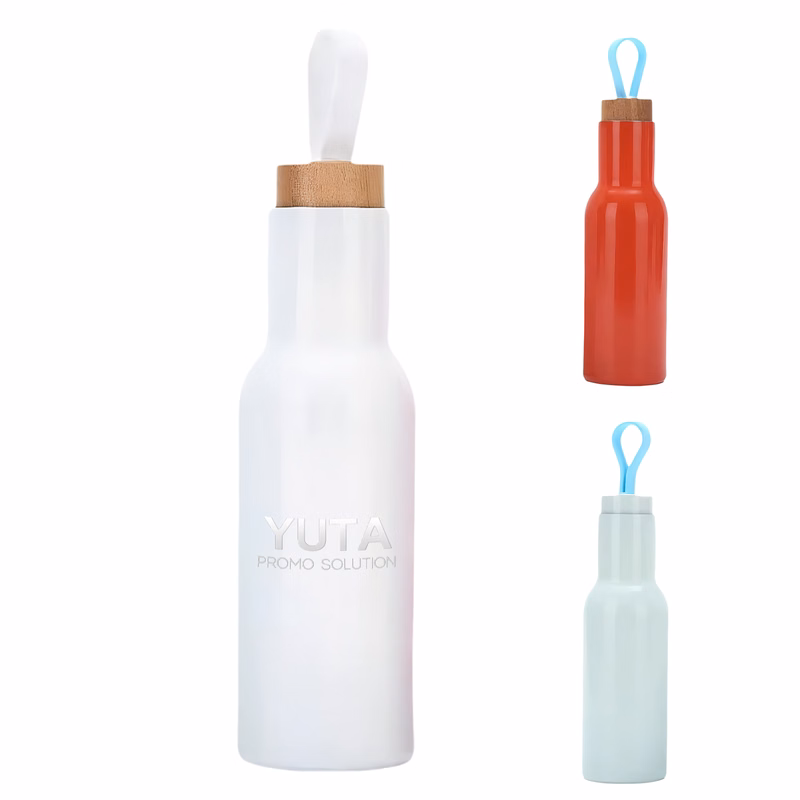 15oz Wood Lid Stainless Steel Insulated Water Bottle