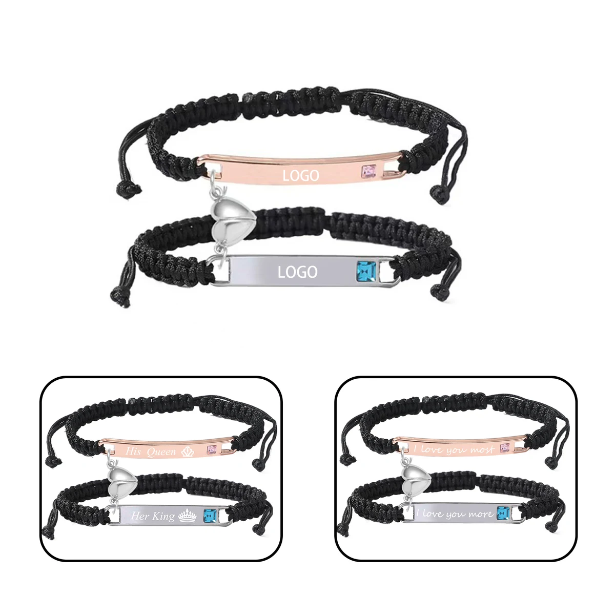 MOQ:20pcs Couple's Engraved Bracelet 1