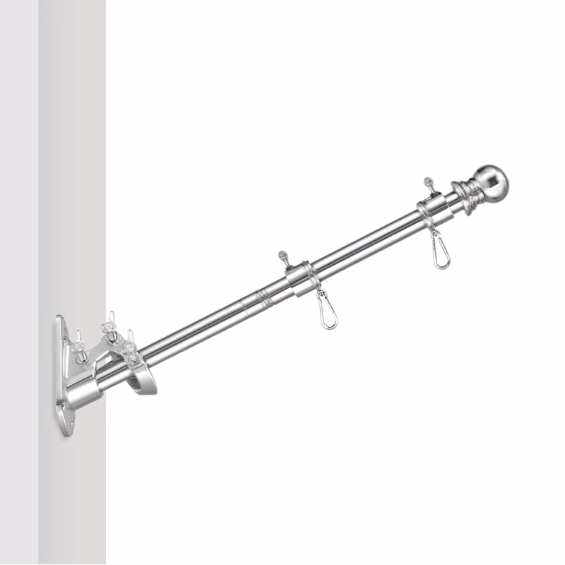 2' Flagpole Kit - Rotating Clips & Bracket - Silver