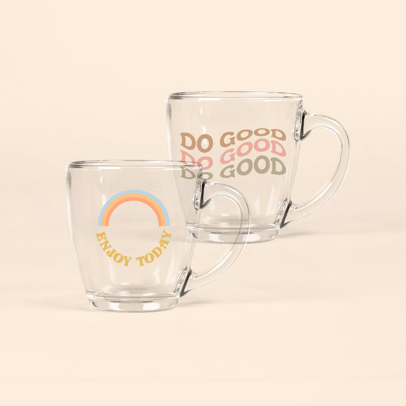 CURVED GLASS DECAL MUG