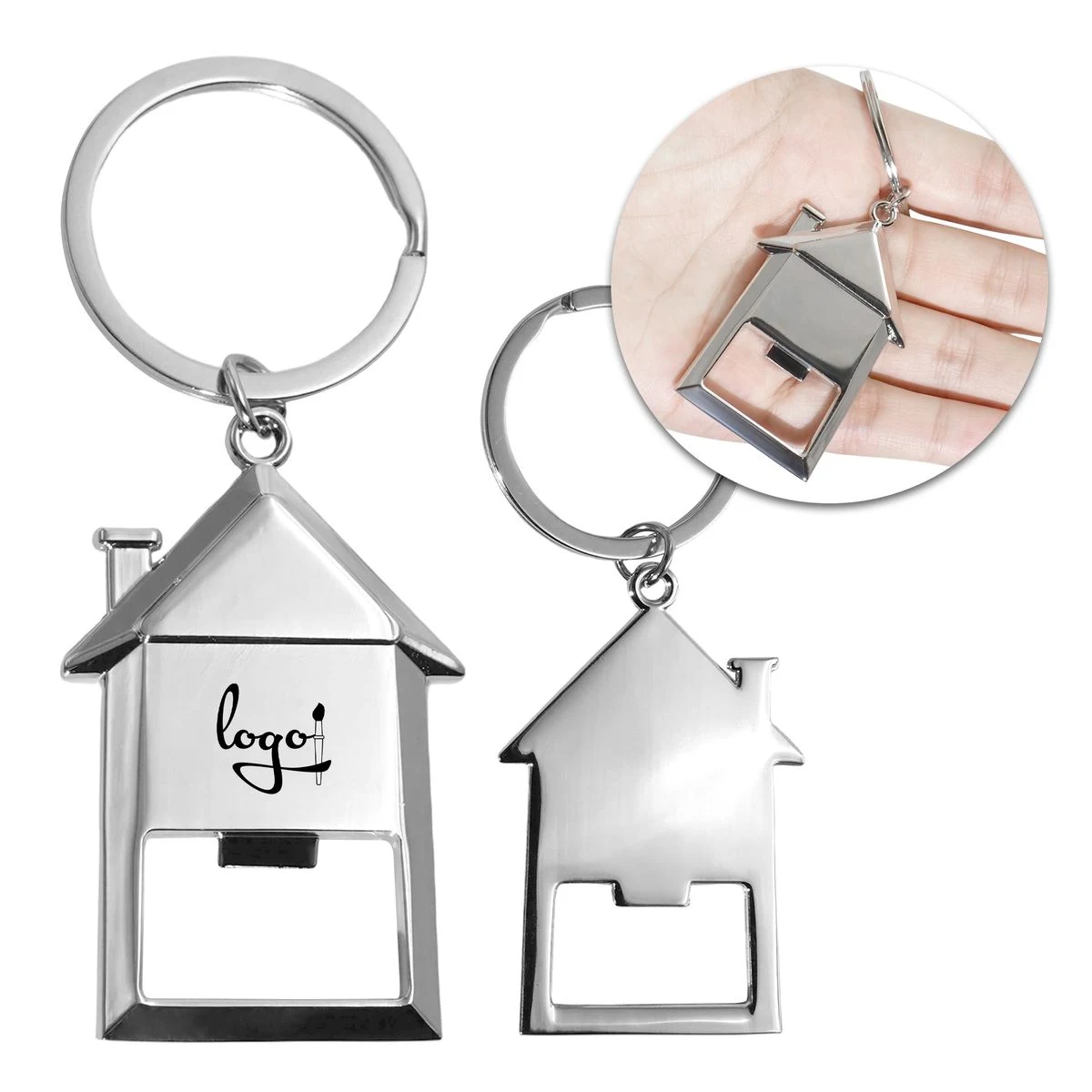 House Shaped Metal Bottle Opener Keychain 1