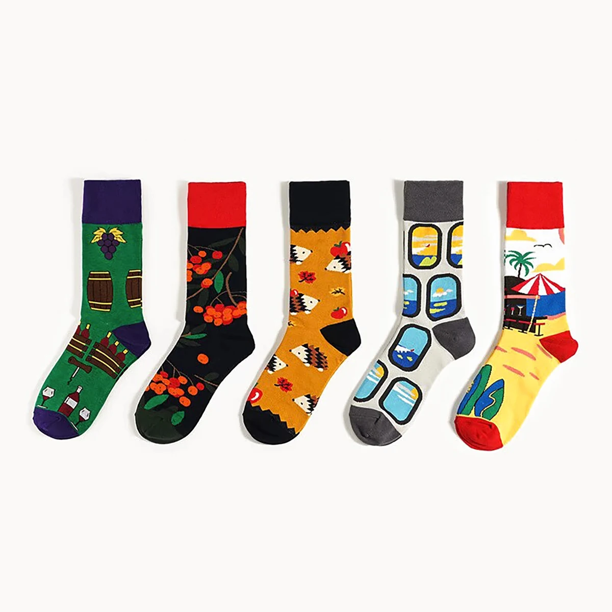 Knitted colored cotton socks 1