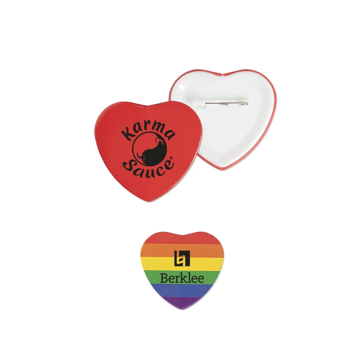 2" Heart Shaped Button 1