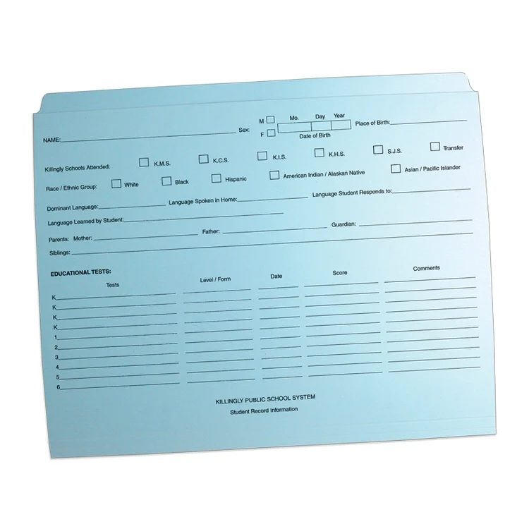 File Folder Letter Size - Full File Tab - Printed with 1 PMS Color 1