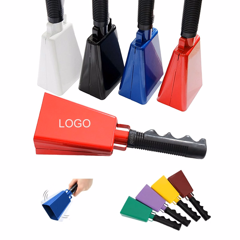 8" Long Handle Hand Held Metal Cowbell