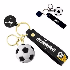 3D Running Football PVC Key Ring Keychain