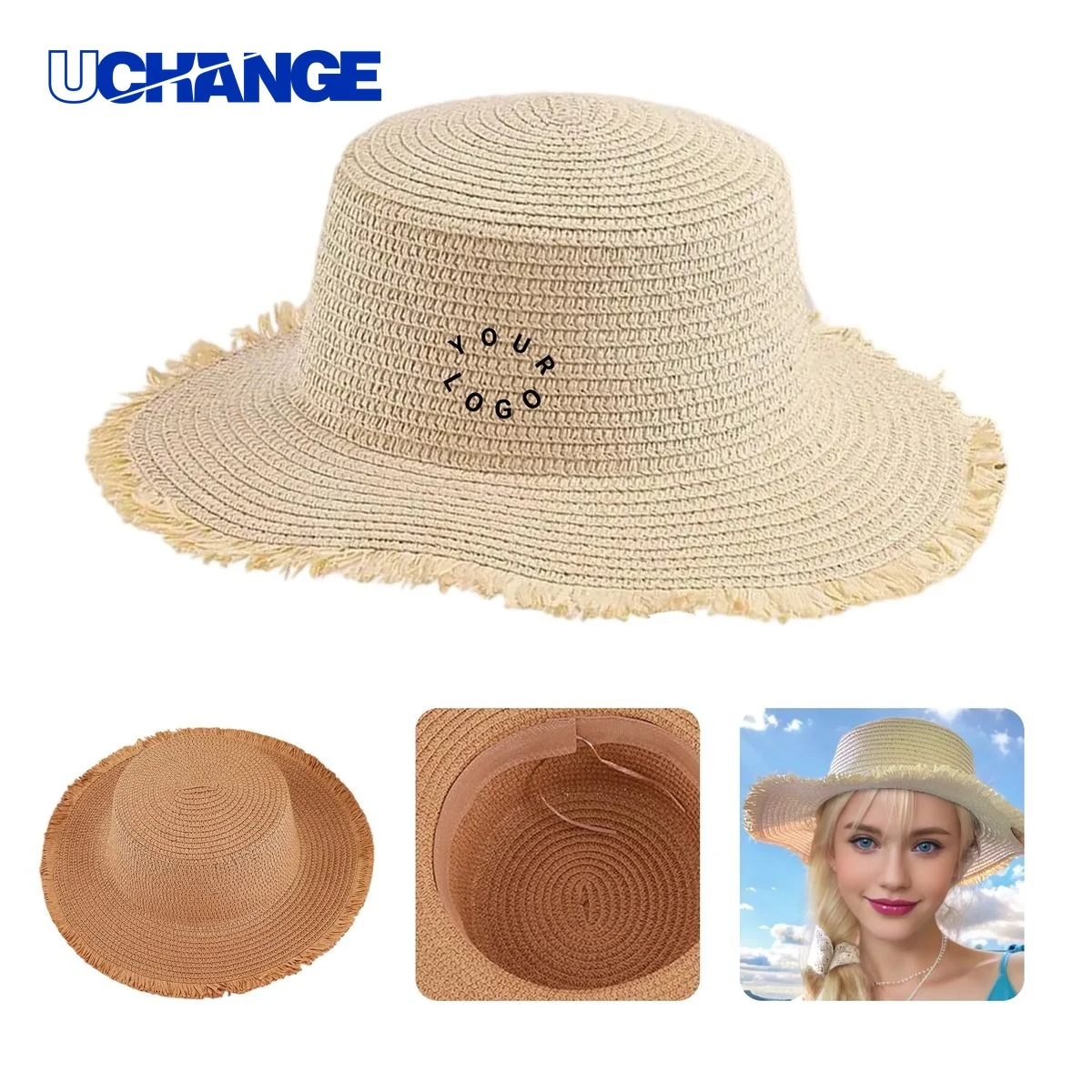 UPF50 Straw Hat Headwear with Wide Brim Outdoor Daily Wear 1