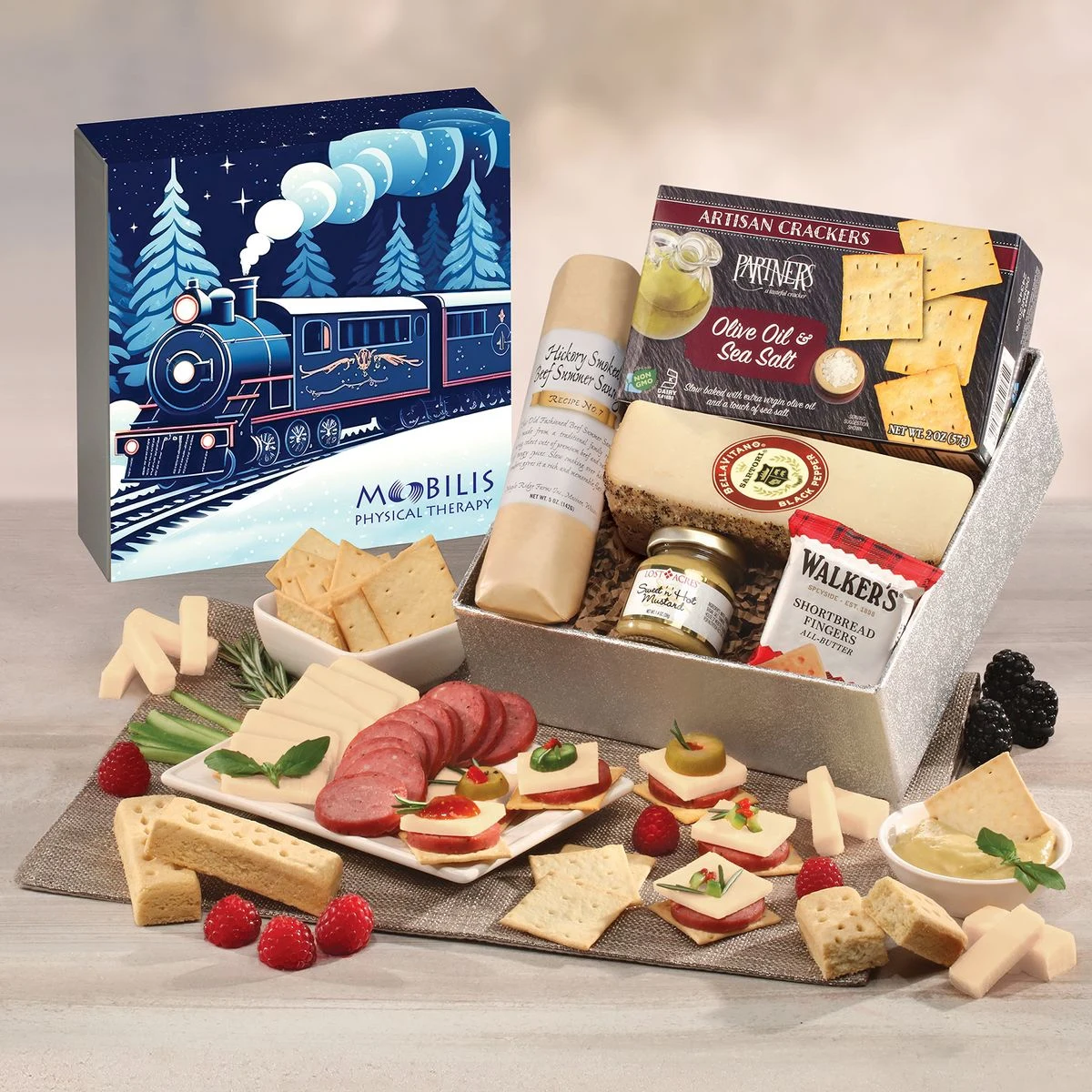 Snack Lover's Gift Box with Holiday Train Sleeve 1