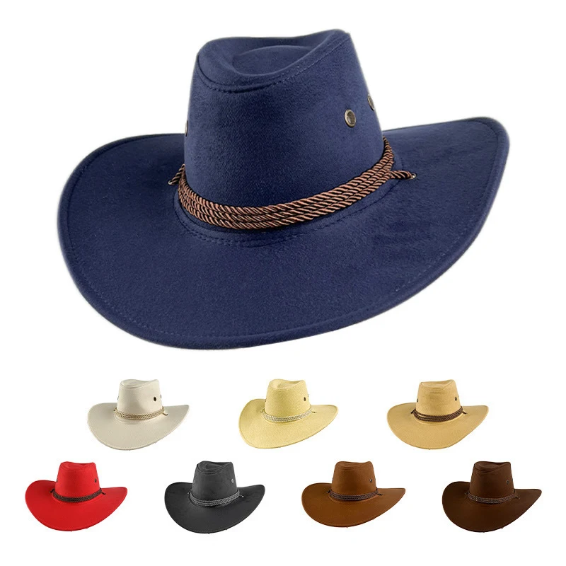 Classic Western Felt Leather Suede Cowboy Hat 1